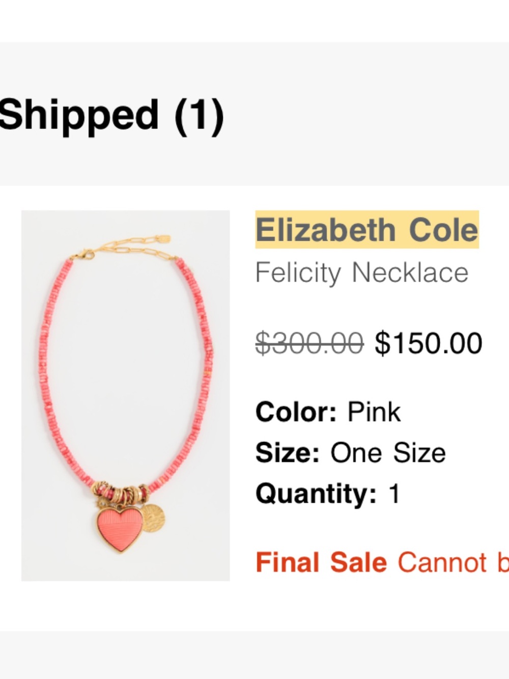 Pink Felicity Heart Necklace